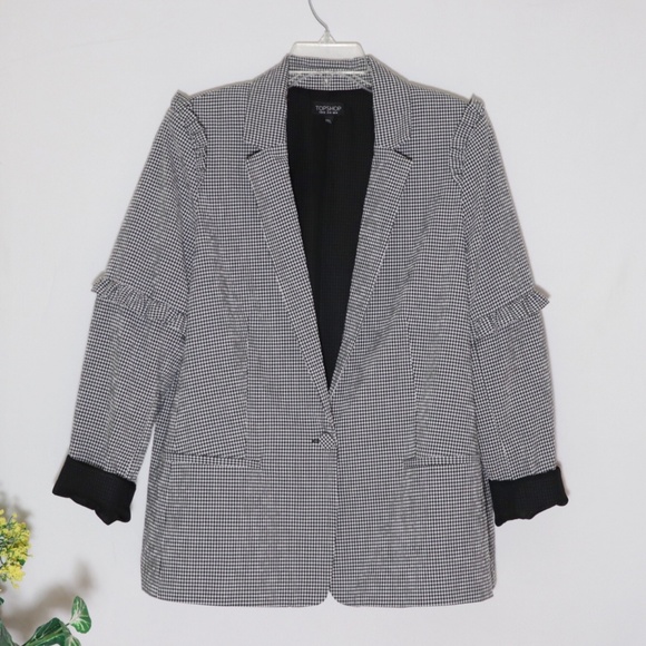 ❣️TOPSHOP Gingham Ruffle Blazer - Picture 5 of 8